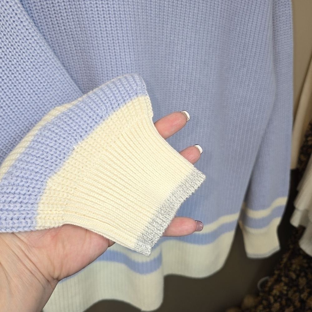Pure Collection Organic Cotton Mock Neck Button Shoulder Sweater Size 14 - Picture 6 of 13